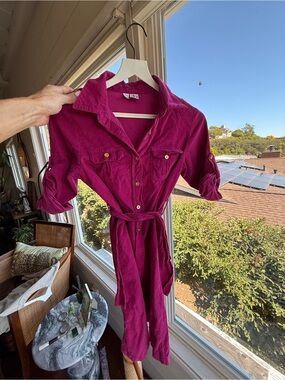 Girls Magenta Shirt Dress with Tie Belt size 14